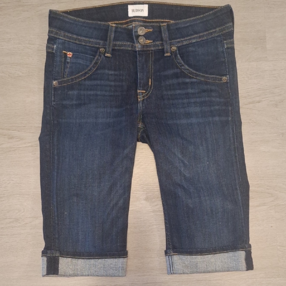 Hudson Palerme Knee Cuffed Stretch Denim Shorts Women's